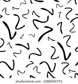 Seamless pattern with black sketch hand drawn squiggle  shape on white background. Abstract grunge texture. Vector illustration