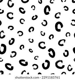 Nahtloses Muster mit handgezeichnet gezeichneten, handgezeichneten Pinselkreisen auf weißem Hintergrund. Abstrakte Grunge-Textur. Vektorgrafik