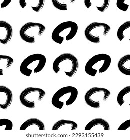 Nahtloses Muster mit handgezeichnet gezeichneten, handgezeichneten Pinselkreisen auf weißem Hintergrund. Abstrakte Grunge-Textur. Vektorgrafik