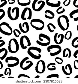 Nahtloses Muster mit handgezeichnet gezeichneten, handgezeichneten Pinselkreisen auf weißem Hintergrund. Abstrakte Grunge-Textur. Vektorgrafik