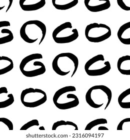 Seamless pattern with black sketch hand drawn brush scribble circles shape on white background. Abstract grunge texture. Vector illustration