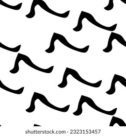 Seamless pattern with black sketch hand drawn squiggle  shape on white background. Abstract grunge texture. Vector illustration