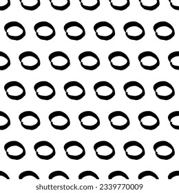 Seamless pattern with black sketch hand drawn brush scribble circles shape on white background. Abstract grunge texture. Vector illustration
