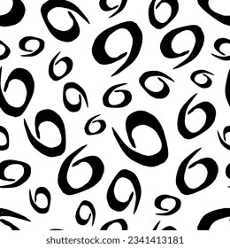 Seamless pattern with black sketch hand drawn brush scribble circles shape on white background. Abstract grunge texture. Vector illustration