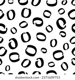 Patrón sin inconvenientes con el boceto negro dibujado a mano forma círculos de garrapatas sobre fondo blanco. Textura de grueso abstracto. Ilustración del vector