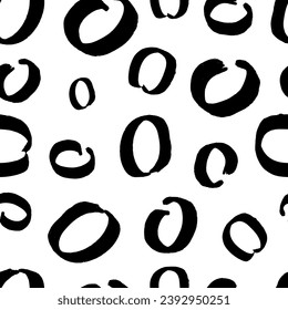 Patrón sin inconvenientes con el boceto negro dibujado a mano forma círculos de garrapatas sobre fondo blanco. Textura de grueso abstracto. Ilustración del vector