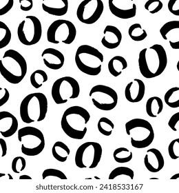 Seamless pattern with black sketch hand drawn brush scribble circles shape on white background. Abstract grunge texture. Vector illustration