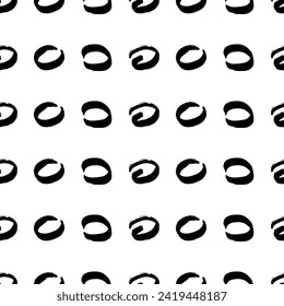 Seamless pattern with black sketch hand drawn brush scribble circles shape on white background. Abstract grunge texture. Vector illustration
