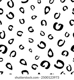 Seamless pattern with black sketch hand drawn brush scribble circles shape on white background. Abstract grunge texture. Vector illustration