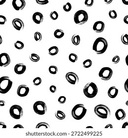 Padrão contínuo com esboço preto desenhado à mão pincel rabiscar círculos forma no fundo branco. Textura grunge abstrata. Ilustração vetorial