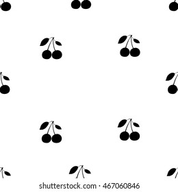 Seamless pattern with black small silhouette of cherry