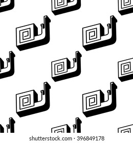 Seamless pattern with black snail on a white background. 