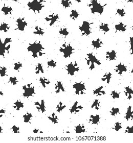Seamless pattern with black spots on white background. Vector illustration