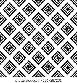 Seamless Pattern of Black squares and rhombuses on white background.  Vector graphic illustration. seamless for textile, cloth, fashion, card, wallpaper, wrapping paper.