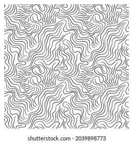 Seamless pattern with black squiggly waves. Design for backdrops and colouring book with sea, rivers or water texture.