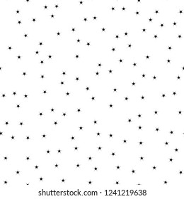 Seamless pattern with black stars isolated on white background. Vector illustration