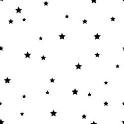 The Seamless Pattern With Black Stars On A White Background. Vector.