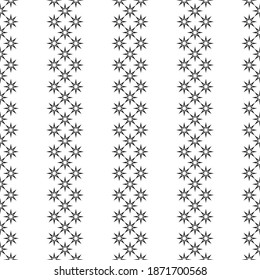 Seamless pattern with black and stars on white background. Black beads string with  stars. Vector illustration. Sparkles ornament