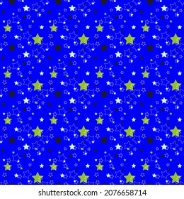 Seamless pattern with black stars on white background. Vector illustration.