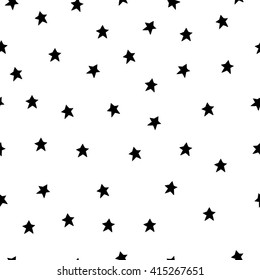Seamless pattern with black stars on white background. Can be used for wallpaper,  web page backgrounds, wrapping paper, scrap booking and textile or fabric. Vector illustration. EPS 10.