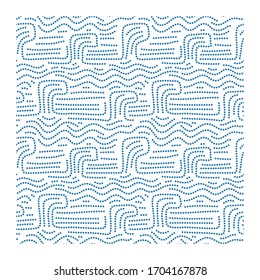 Seamless pattern with black stormy waves to the point.