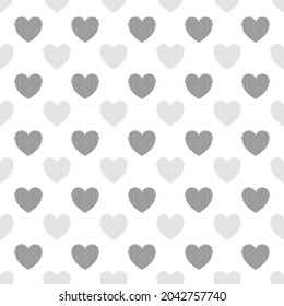 seamless pattern black straight lines of geometric hearts For Valentine's Day, Wedding, Love. On a white background. vector illustration