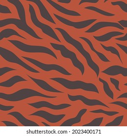 Seamless pattern with black stripes on a brown background like a tiger. Print for modern fabrics, throw pillows, wrapping paper. Vector.