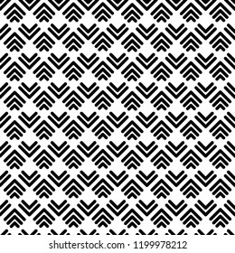 Seamless pattern with black strokes on white background. Ethnic symmetric background. Diagonal rhombus pattern. Geometric seamless  texture. Mosaic plaid. Checkered vector illustration. 