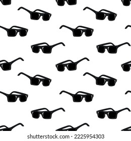Seamless pattern with black sunglasses doodle vector