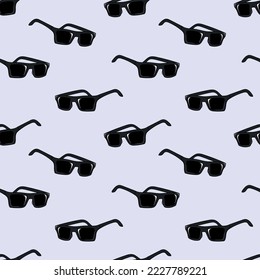 Seamless pattern with black sunglasses doodle vector