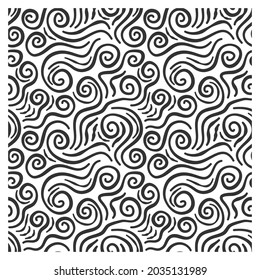 Seamless pattern with black swirling lines.