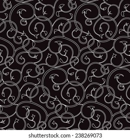Seamless pattern with black swirls