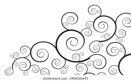 Seamless pattern with black swirls on a white background, hand drawing spiral shape design, Seamless vector background with swirls.