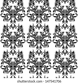 Seamless pattern with black tracery on a white background 