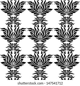 Seamless pattern with black tracery on white background