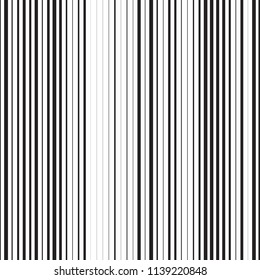 Seamless pattern of black vertical stripes. Linear background of vertical stripes different width. Vector illustration