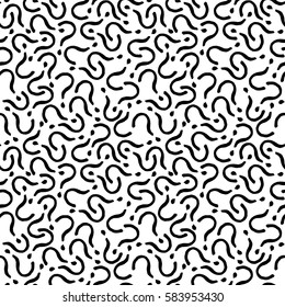 Seamless pattern with black watercolor question marks. Hand drawn illustration, vector elements