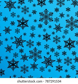 Seamless pattern with black watercolor snowflakes. Christmas background.
