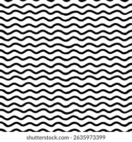Motif harmonieux de lignes noires ondulées au pinceau sur fond blanc. Texture dessinée à la main avec effet de rayure abstrait et gras. Parfait pour l'emballage, les affiches ou le tissu. Faire glisser vers le panneau des nuances à utiliser