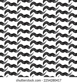Seamless pattern with black wavy grunge brush strokes in abstract shapes on white background. Vector illustration