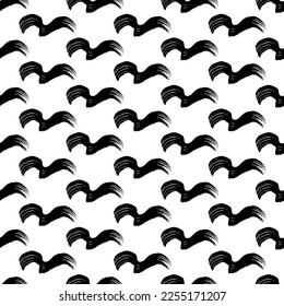 Patrón sin inconvenientes con pinceladas negras onduladas en formas abstractas sobre fondo blanco. Ilustración del vector