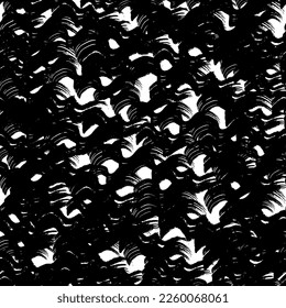 Seamless pattern with black wavy grunge brush strokes in abstract shapes on white background. Vector illustration