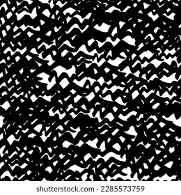 Patrón sin inconvenientes con pinceladas negras onduladas en formas abstractas sobre fondo blanco. Ilustración del vector