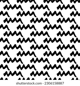 Patrón sin inconvenientes con pinceladas negras onduladas en formas abstractas sobre fondo blanco. Ilustración del vector