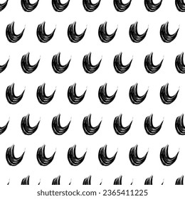 Seamless pattern with black wavy grunge brush strokes in abstract shapes on white background. Vector illustration