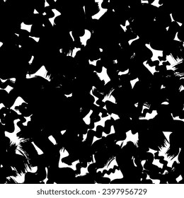 Seamless pattern with black wavy grunge brush strokes in abstract shapes on white background. Vector illustration