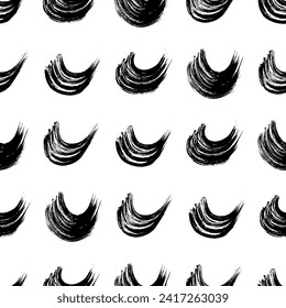 Patrón sin inconvenientes con pinceladas negras onduladas en formas abstractas sobre fondo blanco. Ilustración del vector