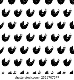 Patrón sin fisuras con trazos de pincel grunge ondulado negro en Formas abstractas sobre fondo blanco. Ilustración vectorial