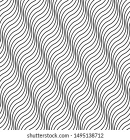 Seamless pattern with black wavy lines.