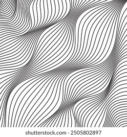 Seamless pattern with  black wavy lines and white background

